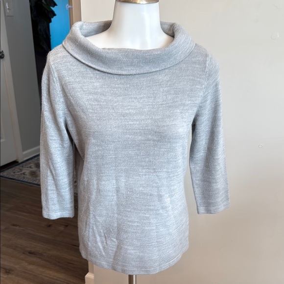 Sag Harbor Petite Small Heather Grey Cowl Neck Sweater - Picture 1 of 8